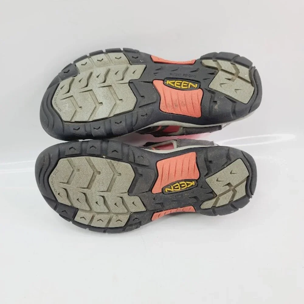 Keen Boy's Gray Hot Coral Newport H2 1010955 Outdoor Trail Trekking Sandal Sz‎ 8
